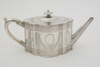 Lot 200 - A Victorian silver three-piece tea service.