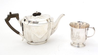 Lot 168 - A silver christening mug; and a small silver teapot.