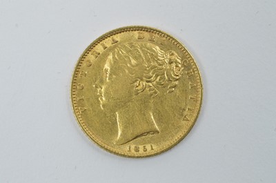 Lot 932 - Queen Victoria gold sovereign, 1851