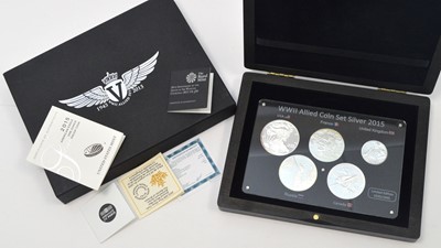 Lot 877 - WWII Allied five silver coin set