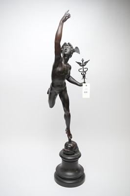 Lot 235 - After Giambologna (Italian 1529-1608): Mercury flying on the breath of Zephyr.