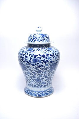 Lot 363 - A Chinese blue and white ginger jar with cover, of large proportions.