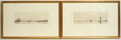 Lot 712 - Harold Wyllie - Two panoramic marine views | etchings