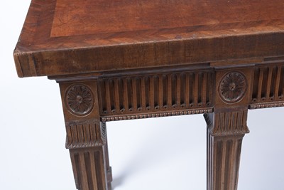 Lot 1112 - Manner of Mayhew & Ince: a George III mahogany and feather banded serving table.