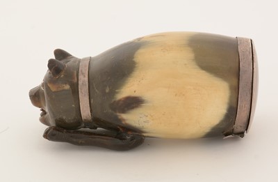 Lot 292 - A 19th Century Scottish silver-mounted horn snuff mull.