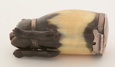 Lot 292 - A 19th Century Scottish silver-mounted horn snuff mull.