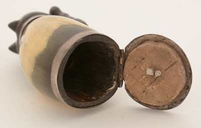 Lot 292 - A 19th Century Scottish silver-mounted horn snuff mull.
