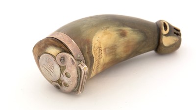 Lot 294 - A George III Scottish silver-mounted horn snuff mull.