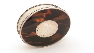 Lot 319 - A George I silver-mounted tortoiseshell tobacco box.
