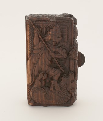 Lot 338 - A late Victorian Scottish carved wooden "blind man" snuff box