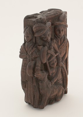 Lot 338 - A late Victorian Scottish carved wooden "blind man" snuff box