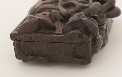 Lot 338 - A late Victorian Scottish carved wooden "blind man" snuff box