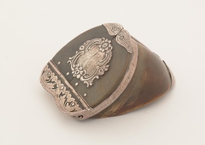Lot 339 - An early Victorian silver-mounted red deer hoof snuff box.