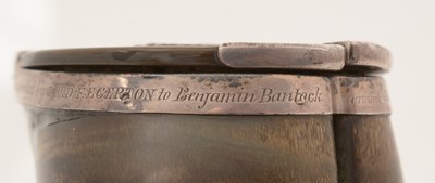 Lot 339 - An early Victorian silver-mounted red deer hoof snuff box.