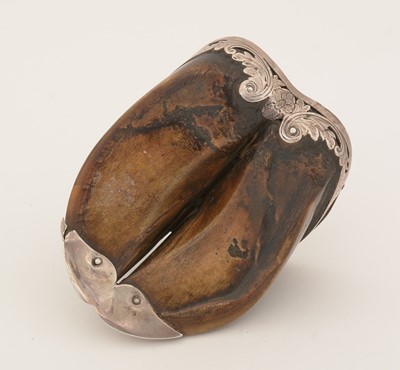 Lot 339 - An early Victorian silver-mounted red deer hoof snuff box.