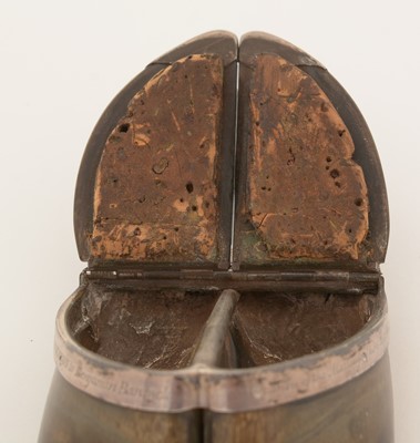 Lot 339 - An early Victorian silver-mounted red deer hoof snuff box.