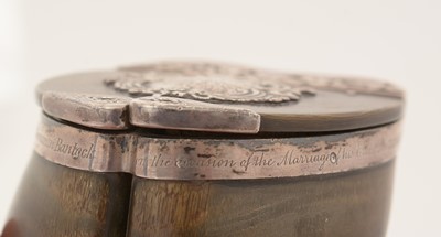 Lot 339 - An early Victorian silver-mounted red deer hoof snuff box.