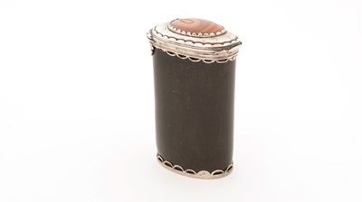 Lot 357 - A George III silver-mounted leather snuff mull.