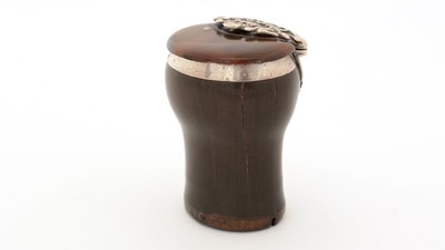 Lot 360 - A mid 18th Century Scottish silver-mounted treen snuff mull.