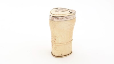 Lot 368 - A George II/III Scottish silver-mounted bone snuff mull.