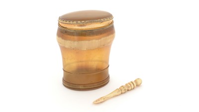 Lot 370 - An 18th Century Scottish gilt-metal-mounted horn snuff mull.