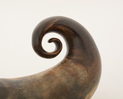 Lot 374 - A George III Scottish gold-mounted curly horn snuff mull.