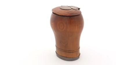 Lot 378 - An early 18th Century Scottish silver-mounted treen snuff mull.