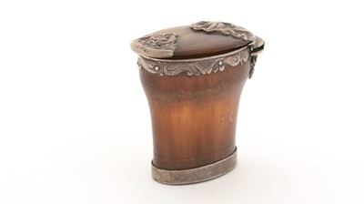 Lot 379 - A George II small Scottish silver-mounted horn snuff mull.