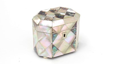 Lot 383 - A Victorian mother-of-pearl and abalone shell tea caddy.