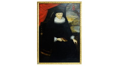 Lot 1058 - 17th Century British School - Three-quarter-length portrait of Mrs Aldersey | oil