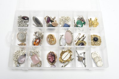 Lot 163 - A collection of pendants, brooches and fobs