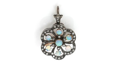 Lot 459 - A Victorian opal and diamond brooch/pendant