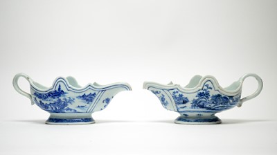 Lot 721 - Two Chinese blue and white sauceboats