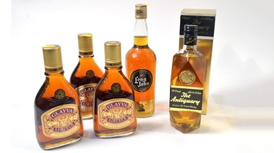 Lot 794 - Long John scotch whisky; The Antiquary Deluxe scotch whisky; and Glayva Liqueur.
