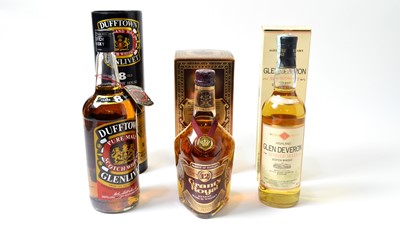 Lot 800 - Three bottles of whisky - Dufftown Glenlivet / Grants Royal / Glen Deveron