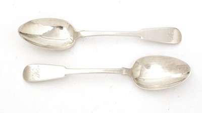 Lot 6 - A pair of silver Scottish Provincial dessert spoons.