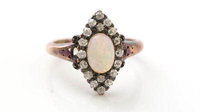 Lot 499 - A Victorian opal and diamond ring