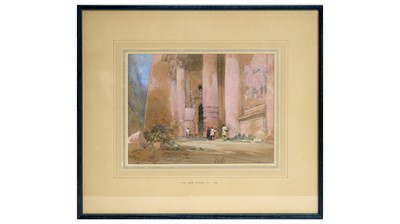 Lot 607 - David Roberts - A working sketch for Temple called El Khasne, Petra | watercolour