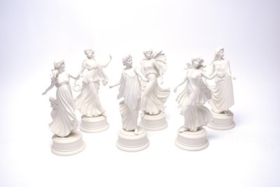 Lot 403 - A set of Wedgwood limited edition ‘The Dancing Hours’ Collection blanc de chine figures of ladies.