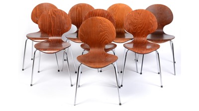 Lot 78 - After Arne Jacobsen for Fritz Hansen - Ant Chair -  a set of  eight retro vintage dining chairs