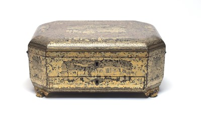 Lot 772 - Chinese black lacquer and gilt sewing box.