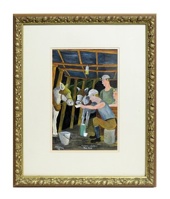 Lot 245 - Alan Dickson - Timber Leaders Bait Time | gouache