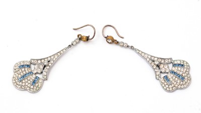 Lot 6 - A pair of 1930s Art Deco cloud-form paste pendant earrings