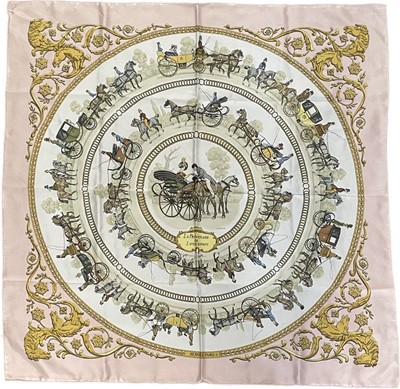 Lot 990 - A Hermes La Promenade de Longchamps silk scarf designed by Philippe Ledoux