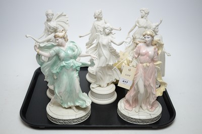 Lot 417 - A set of six Wedgwood ‘The Dancing Hours’ Collection figures and two others