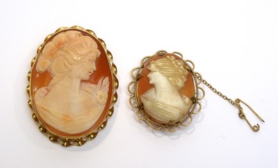 Lot 168 - Two carved shell cameo brooches