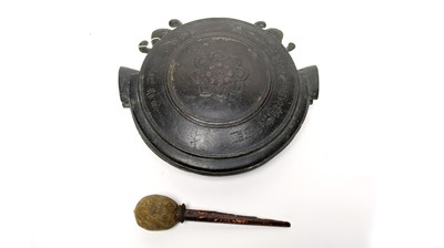 Lot 790 - Chinese bronze Buddhist gong and beater