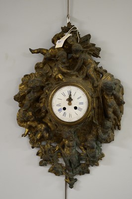 Lot 407 - Japy Freres: a 19th Century French gilt metal cased wall clock.
