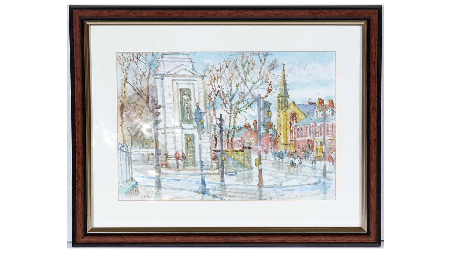 Lot 36 - Charlie Rogers - The Cenotaph and St Marks Shipcote, Gateshead | watercolour