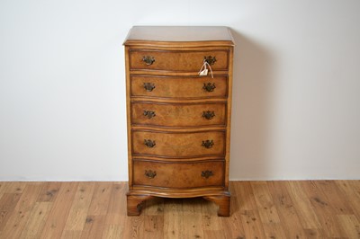 Lot 2 - A Georgian-style burr walnut serpentine chest of drawers